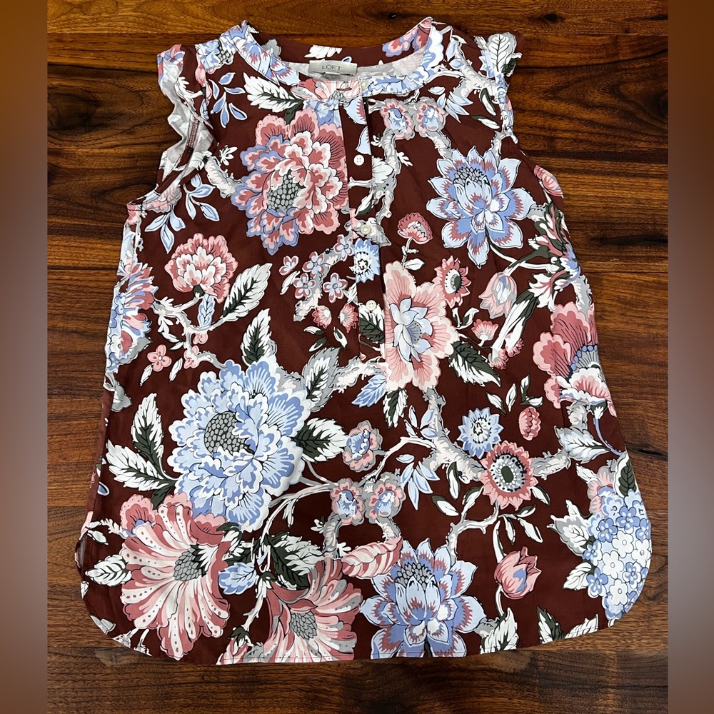 LOFT Floral Sleeveless Blouse XS